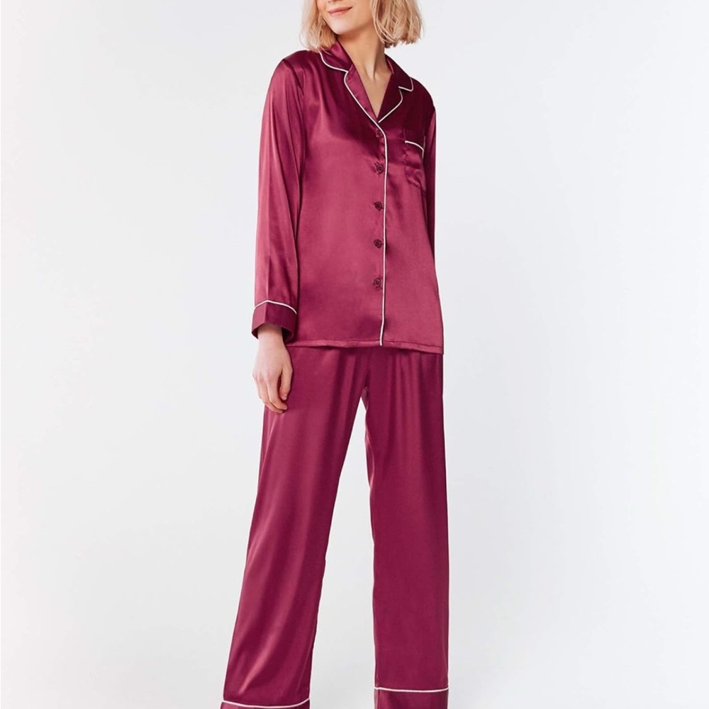 Red Satin Pajama Set NWT Size Med